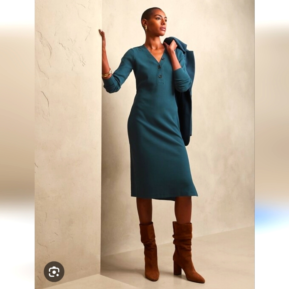 Banana Republic Henley Sweater Green Dress